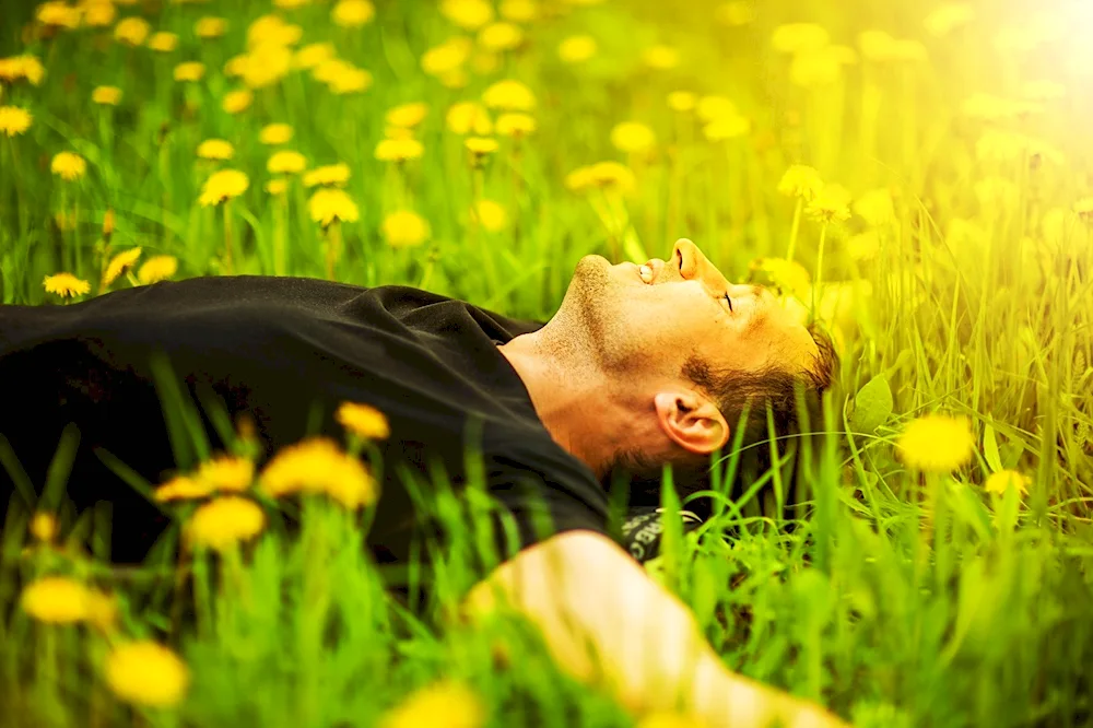 Man lying on the grass