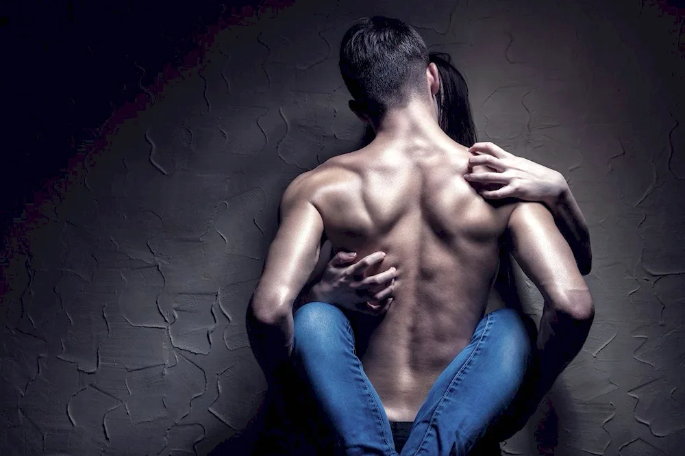 Woman hugging her by the hair.
