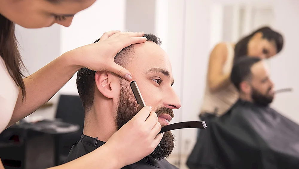 Men's haircut at barbershop