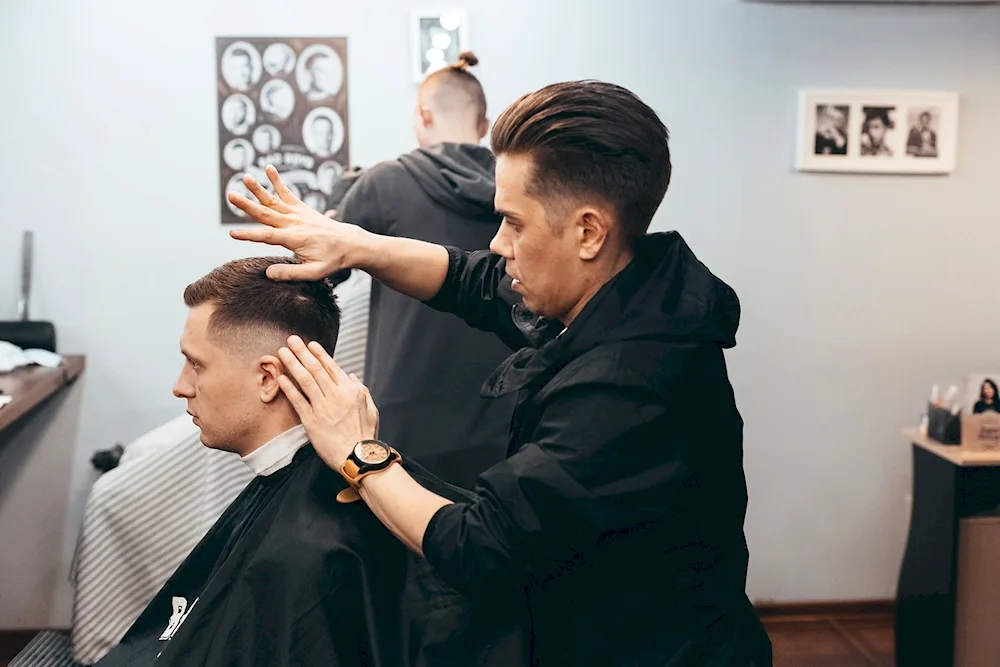 Men's haircut in a barbershop