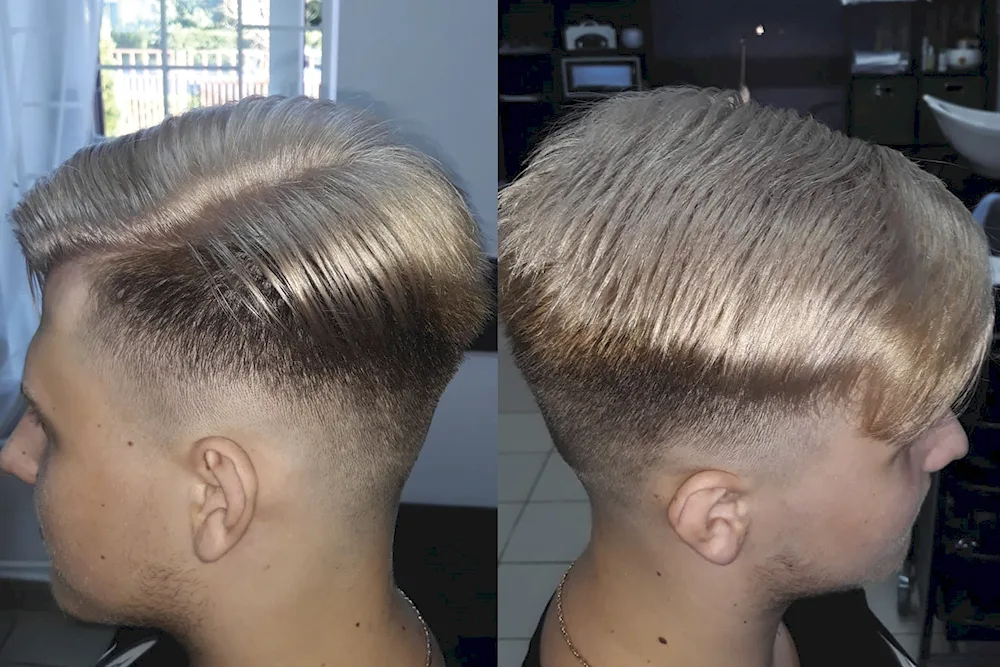 Men's haircut in barbershop