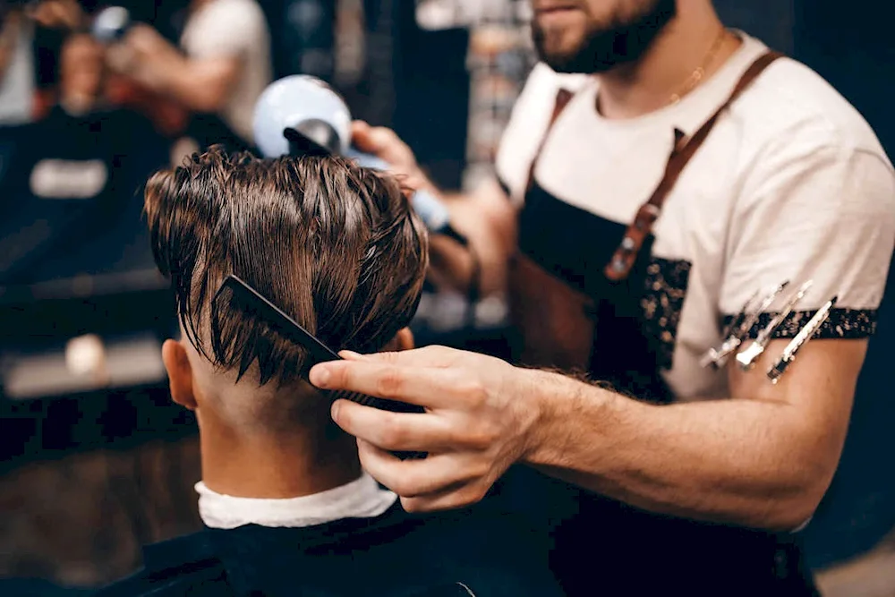 Men's haircut in salon