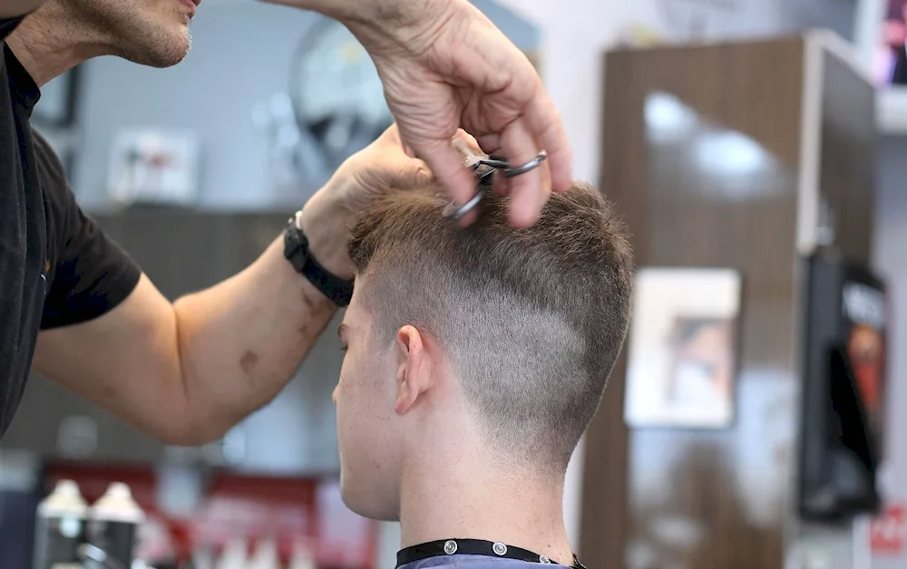 Men's haircut at the salon