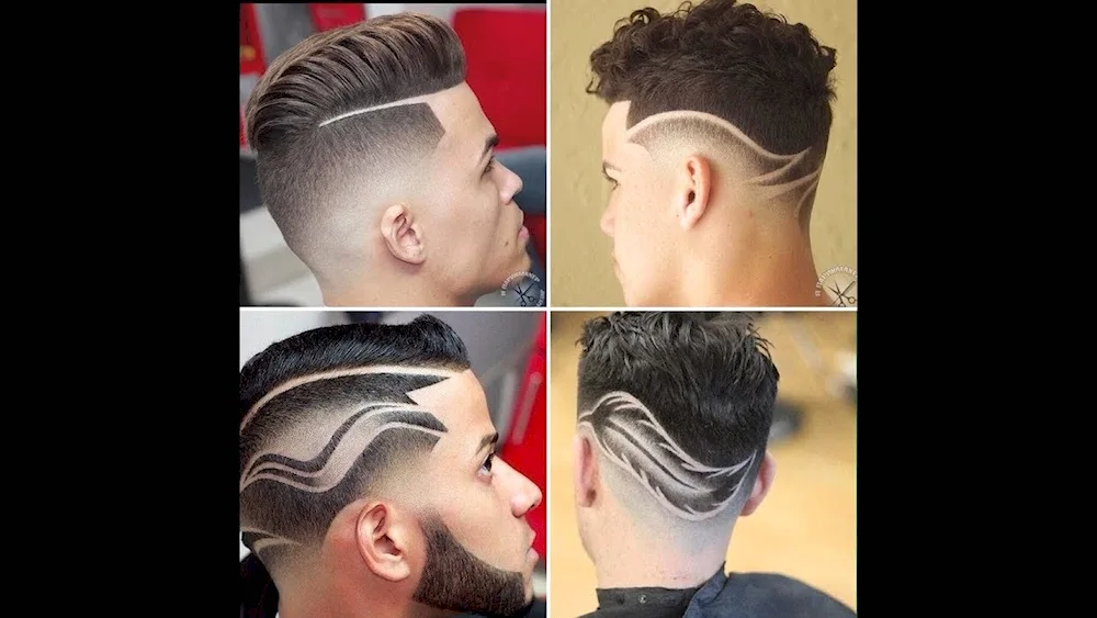 Men's haircuts with patterns on the head