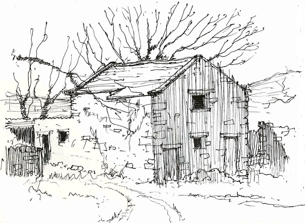 Architectural Landscape with Gel Pen