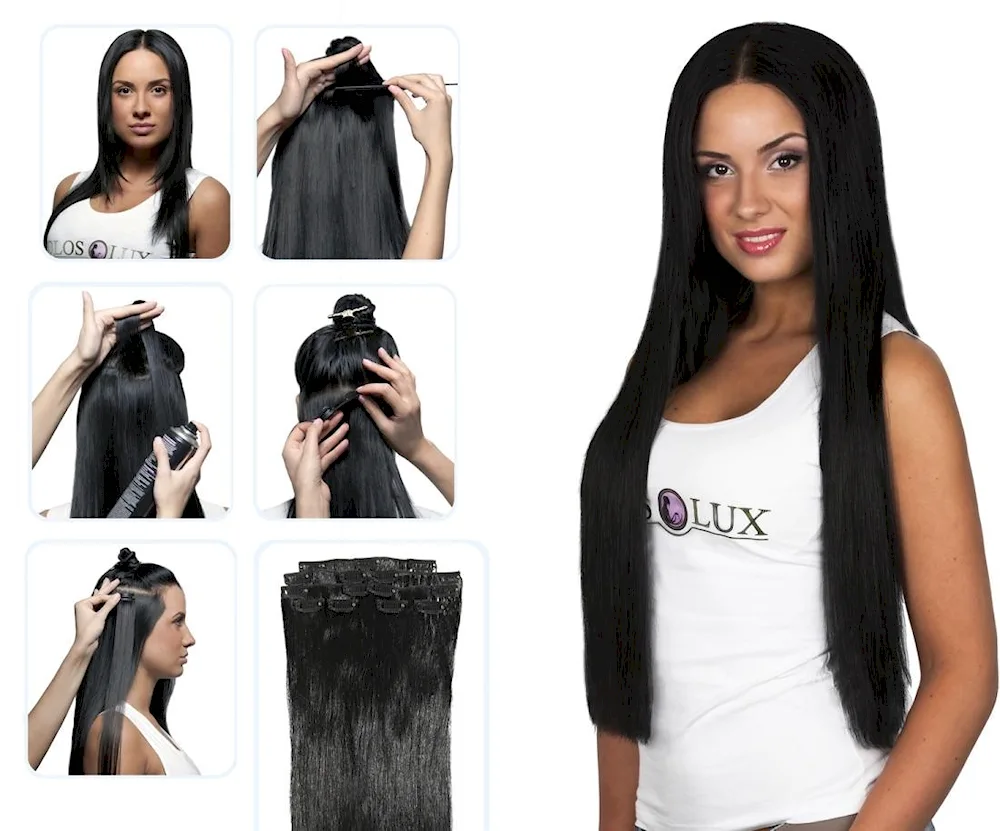 False hair on hairpins hairstyle