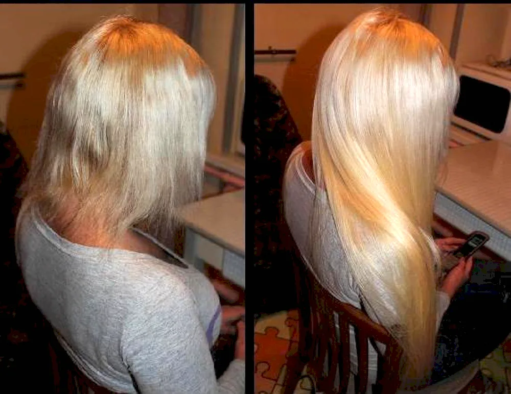 Grown hair before and after