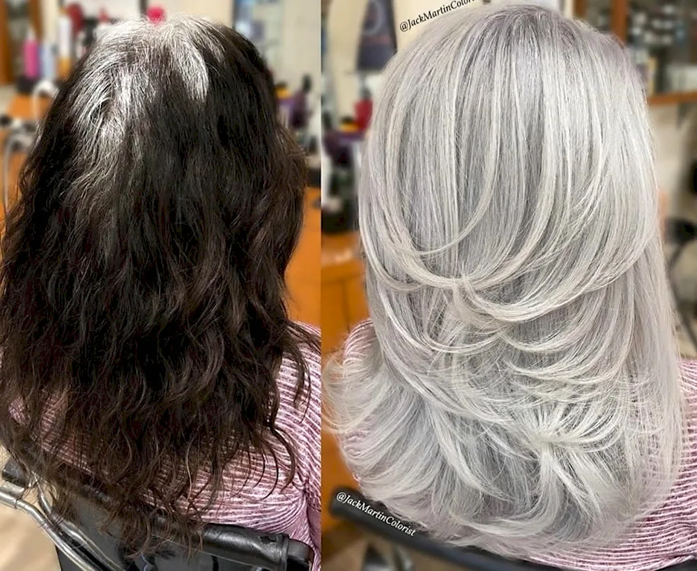 Grey hair extensions
