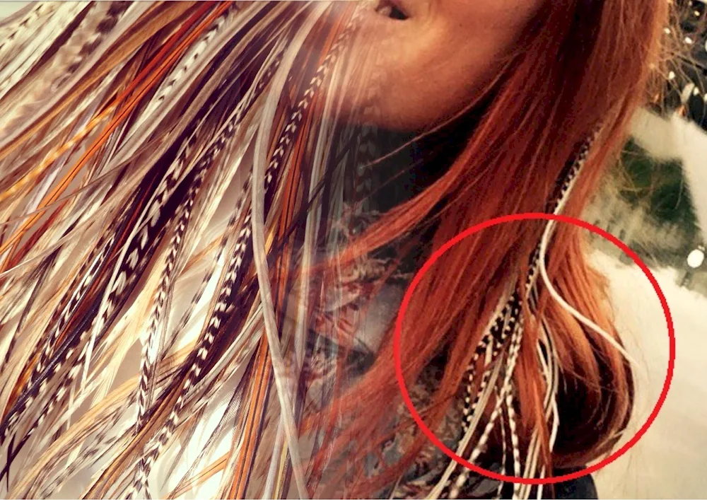 Peathers in hair