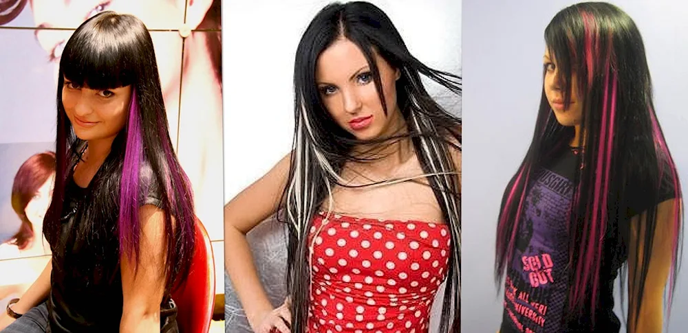 Dark hair colouring with dark coloured strands