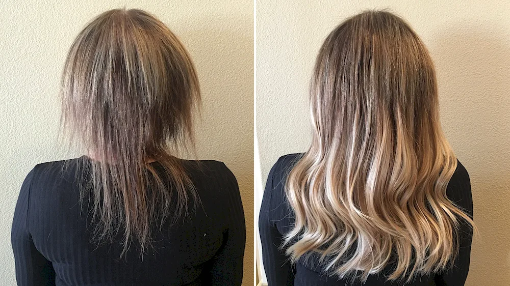 Keratin Hair Hair Hair Extensions Before and After