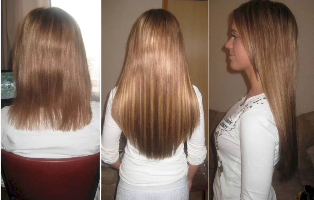 Hair extensions before and after