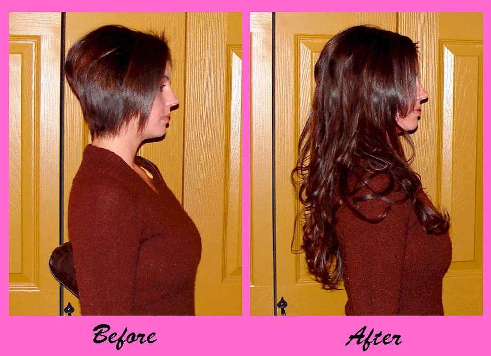 Hair extensions before and after