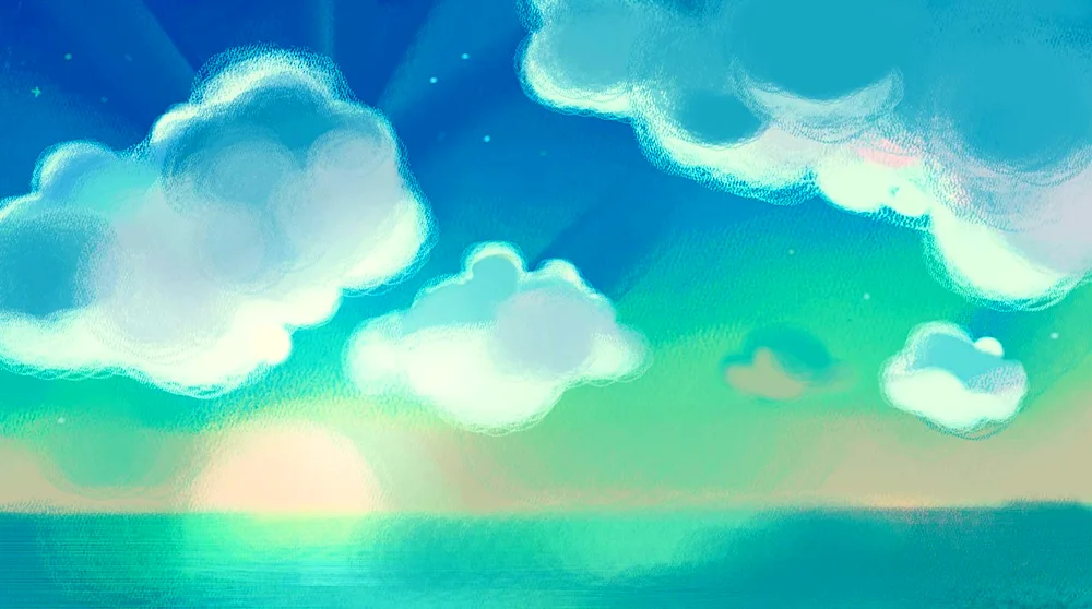 Drawn sky with clouds