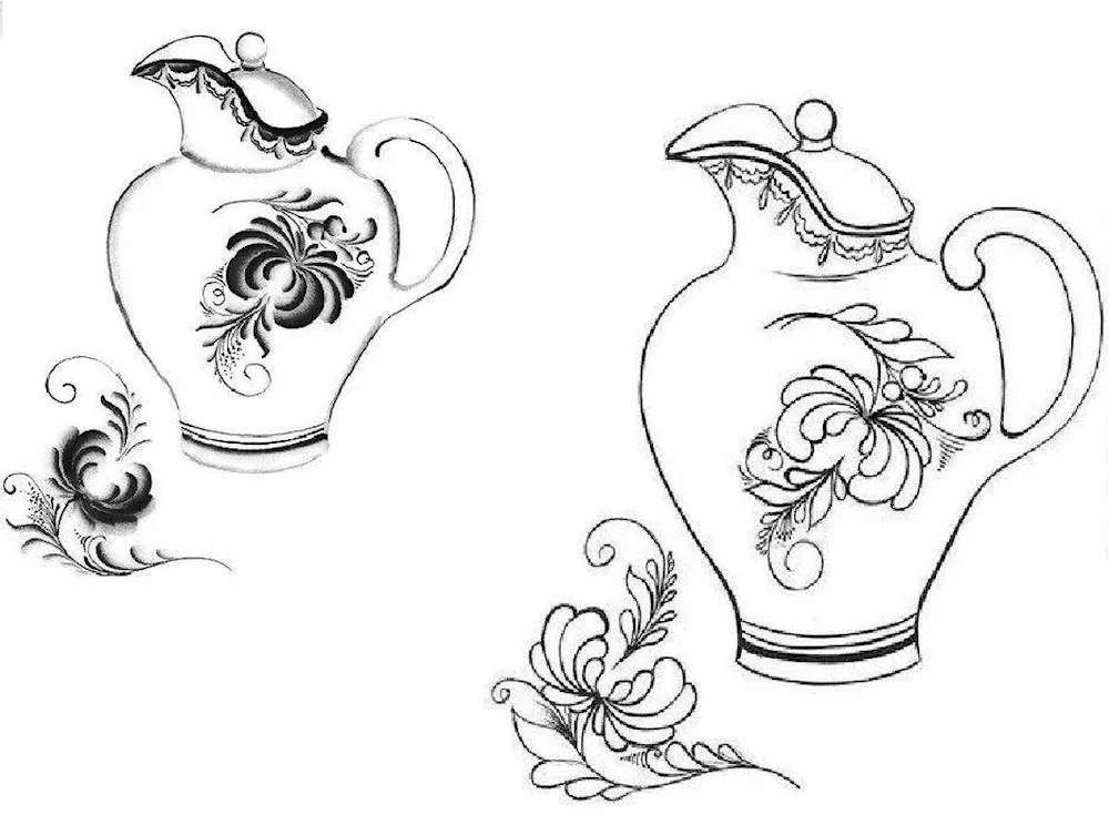 Gzhel jug drawing senior group