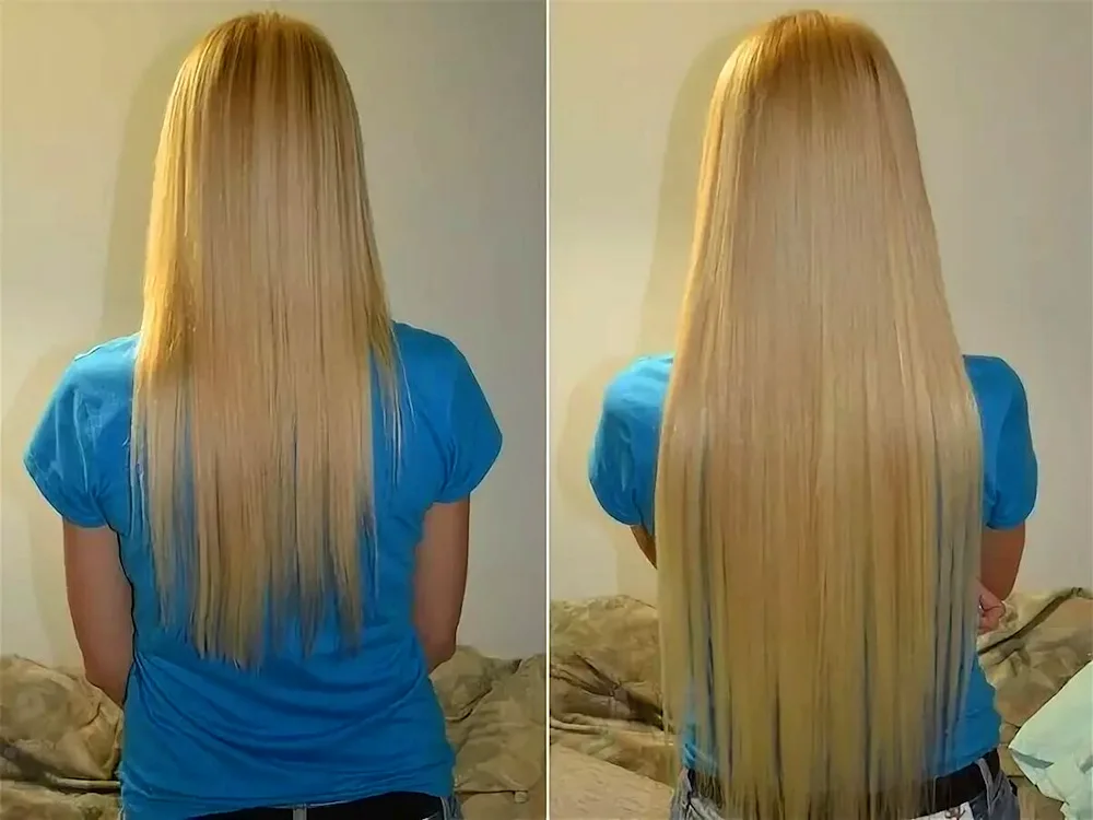 Hair extensions before and after