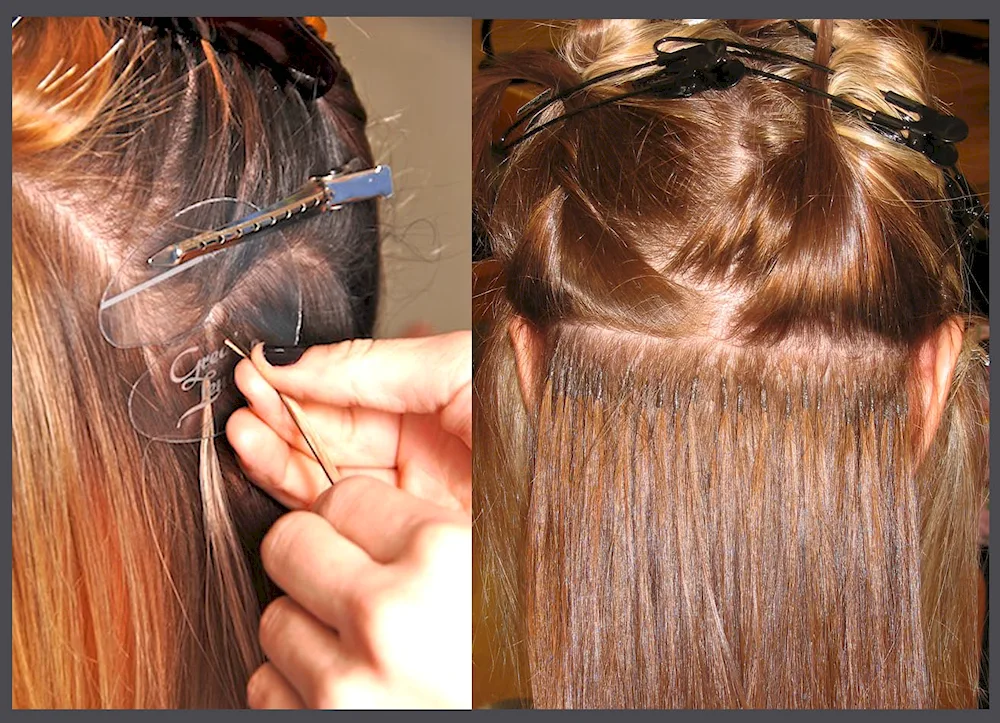 Micro capsule hair extensions short hair
