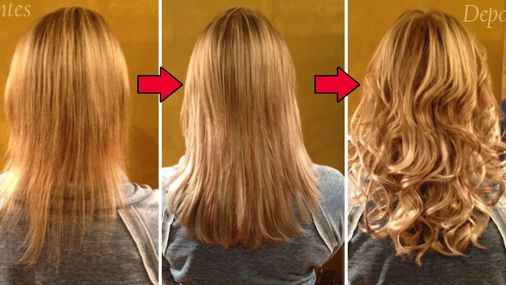Grown hair before and after