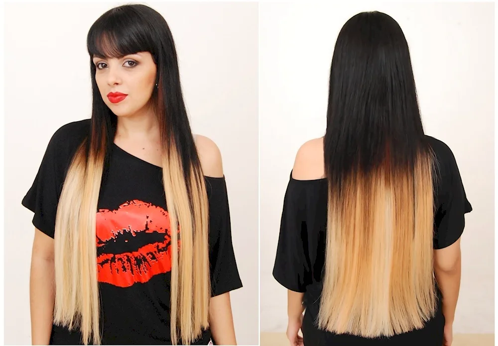 Ombré hair extensions on dark