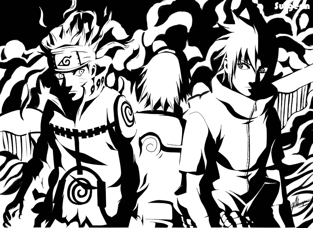 Naruto and Sasuke 6 ways art