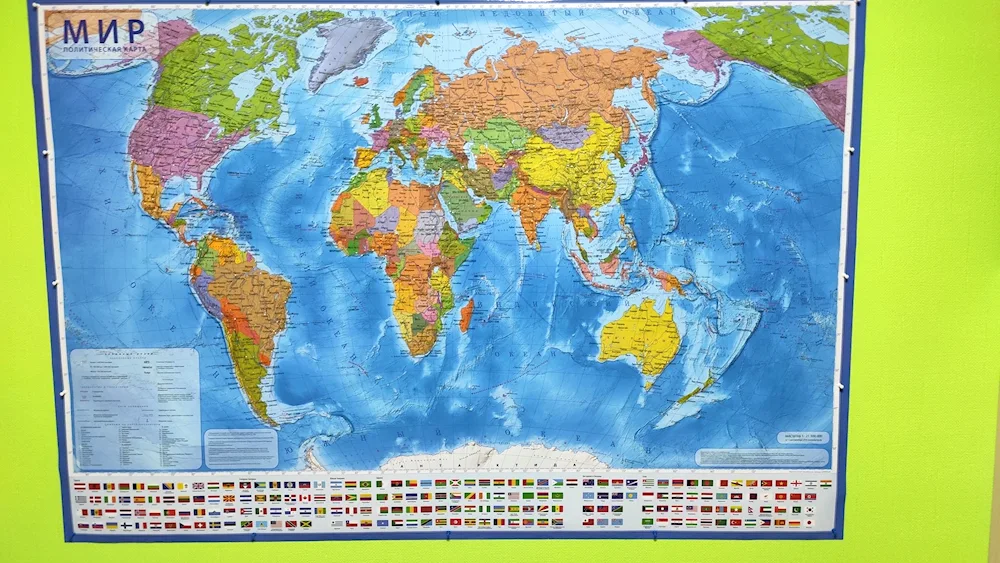 Map of the World with borders of states 2023