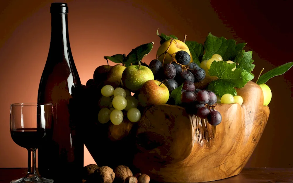 Wine cheese and fruit