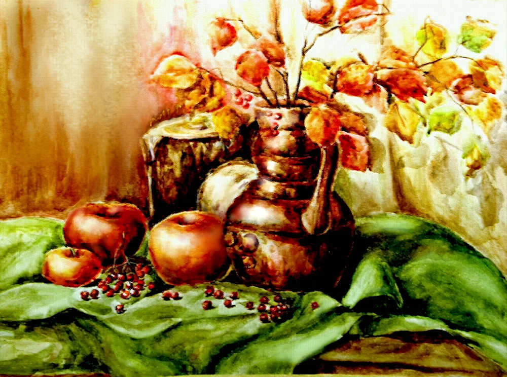 Composition of still life in painting