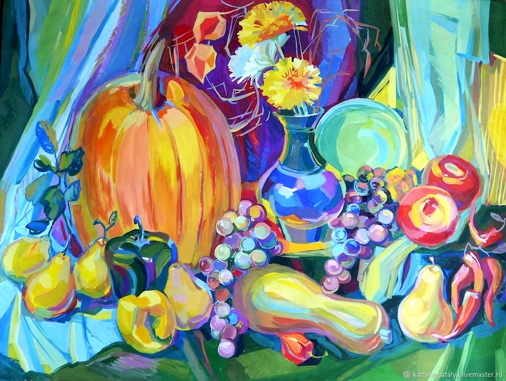 Gouache still life painting