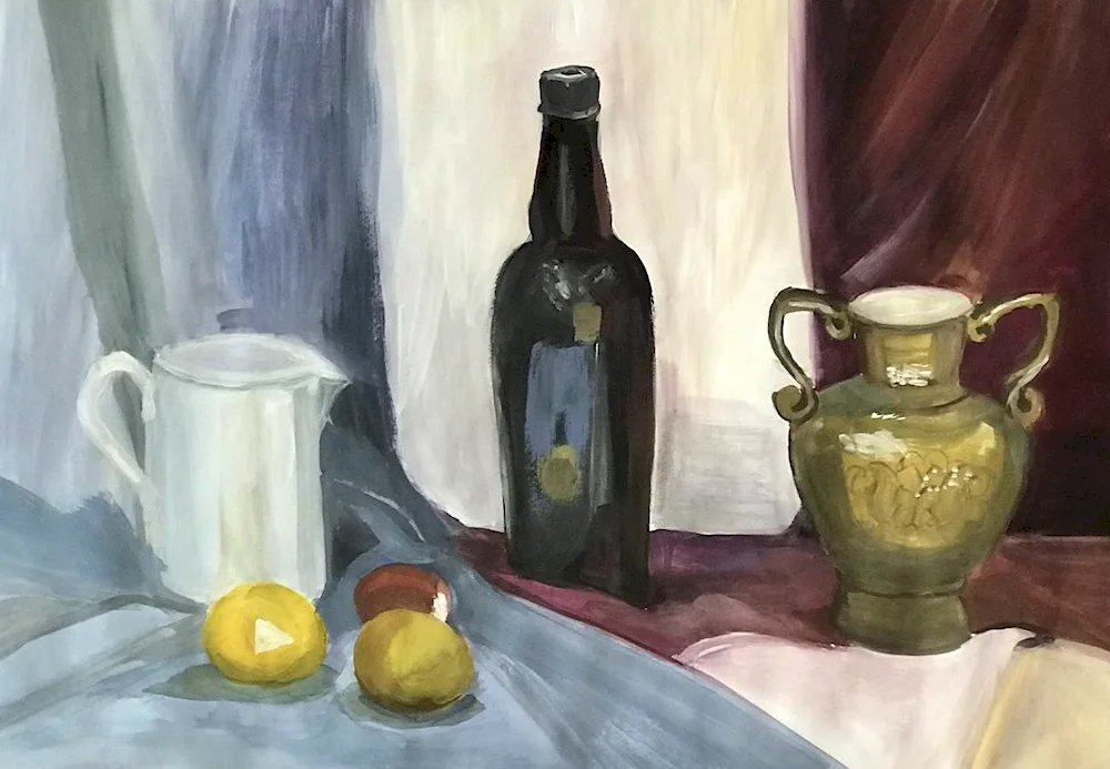 Gouache still life painting