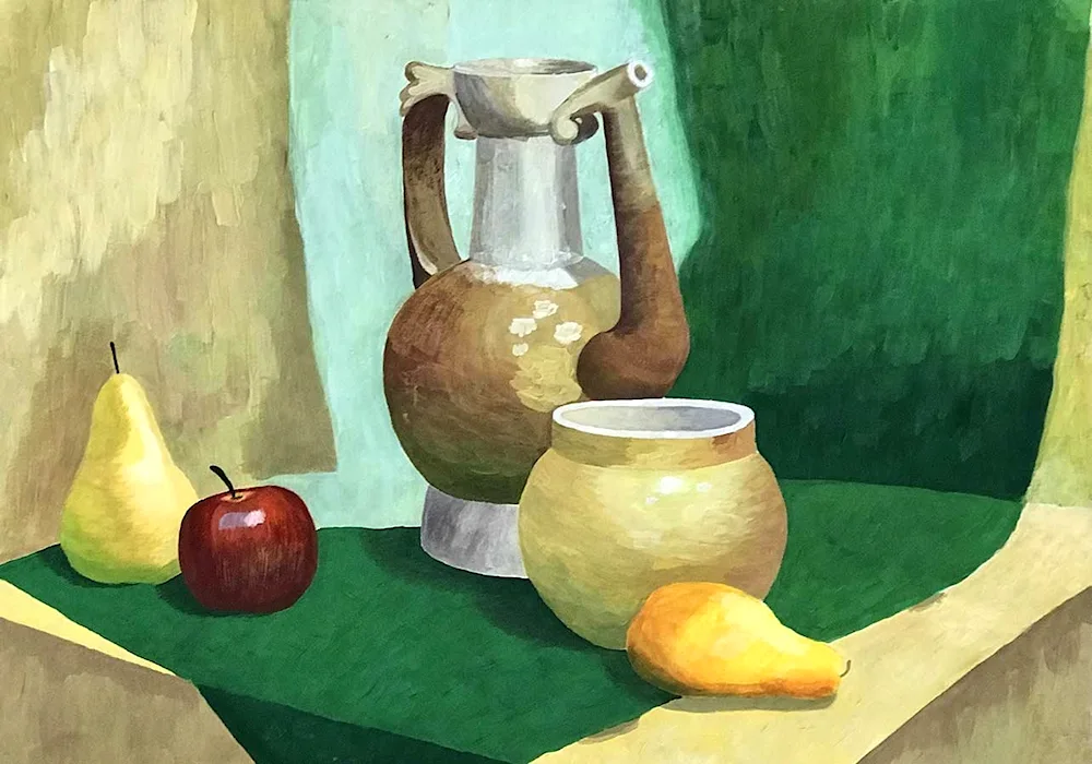 Academic painting still life tempera cubism