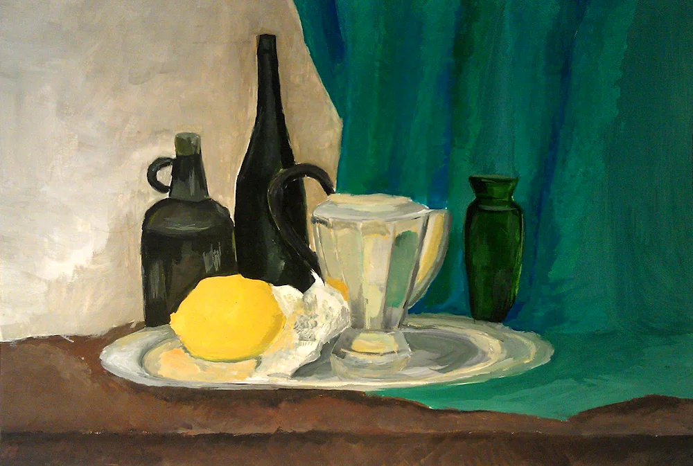 Gouache still life painting