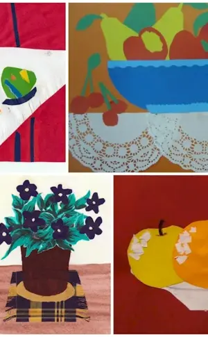 Still life from coloured paper