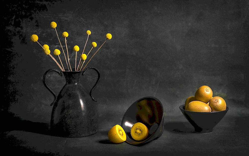 Surrealist artist on black background painting