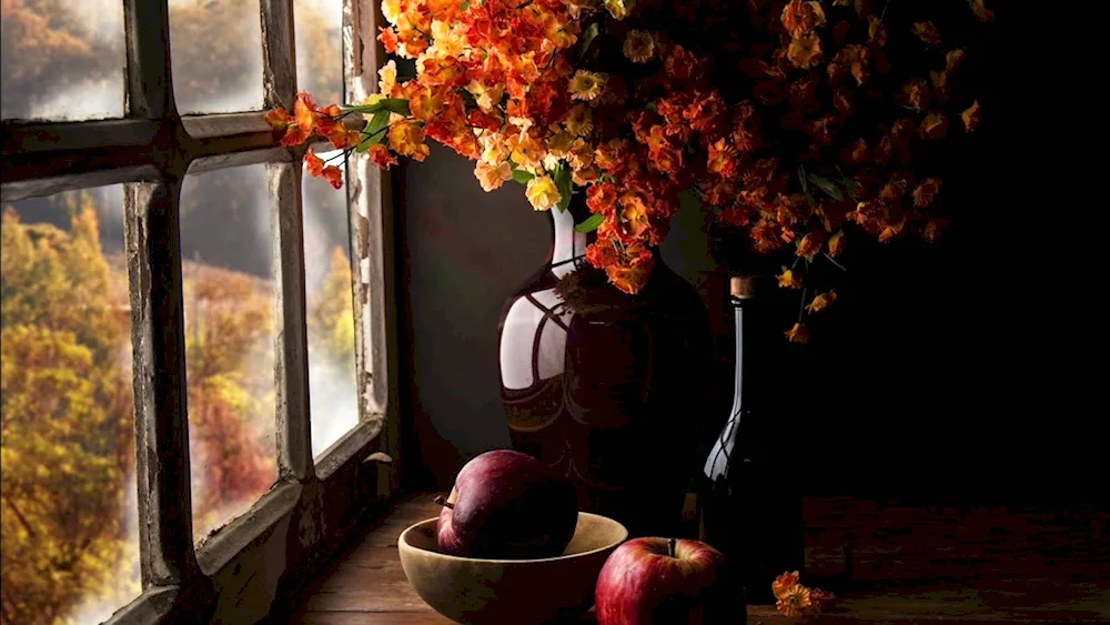 Outside window autumn