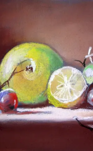 Still life with pastels