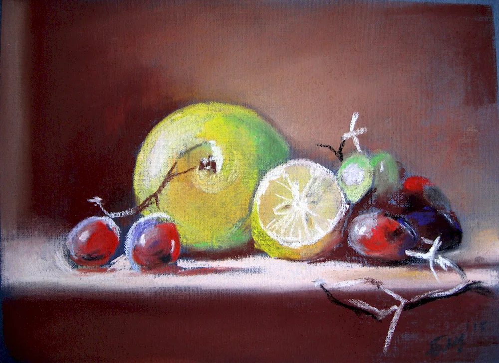 Still life with pastels