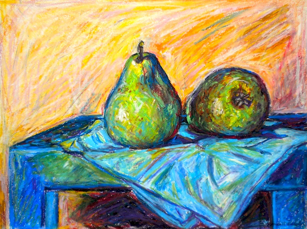 Fruit with dry pastel