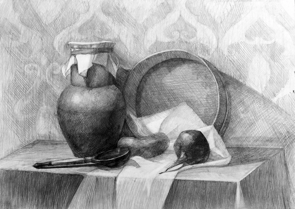 Pencil still life autumn drawing