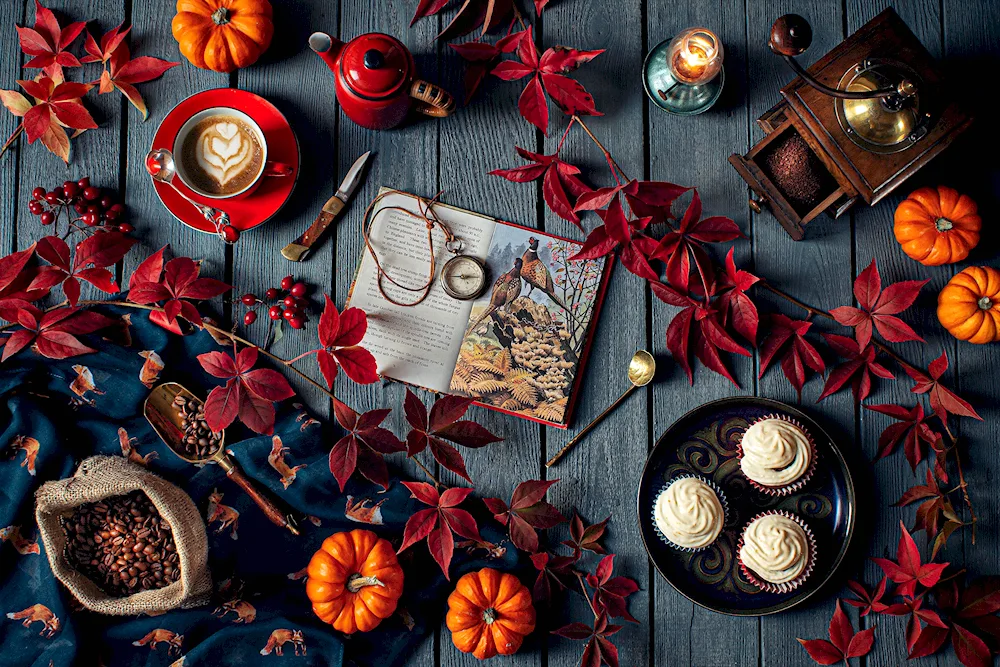 Autumn coffee still life