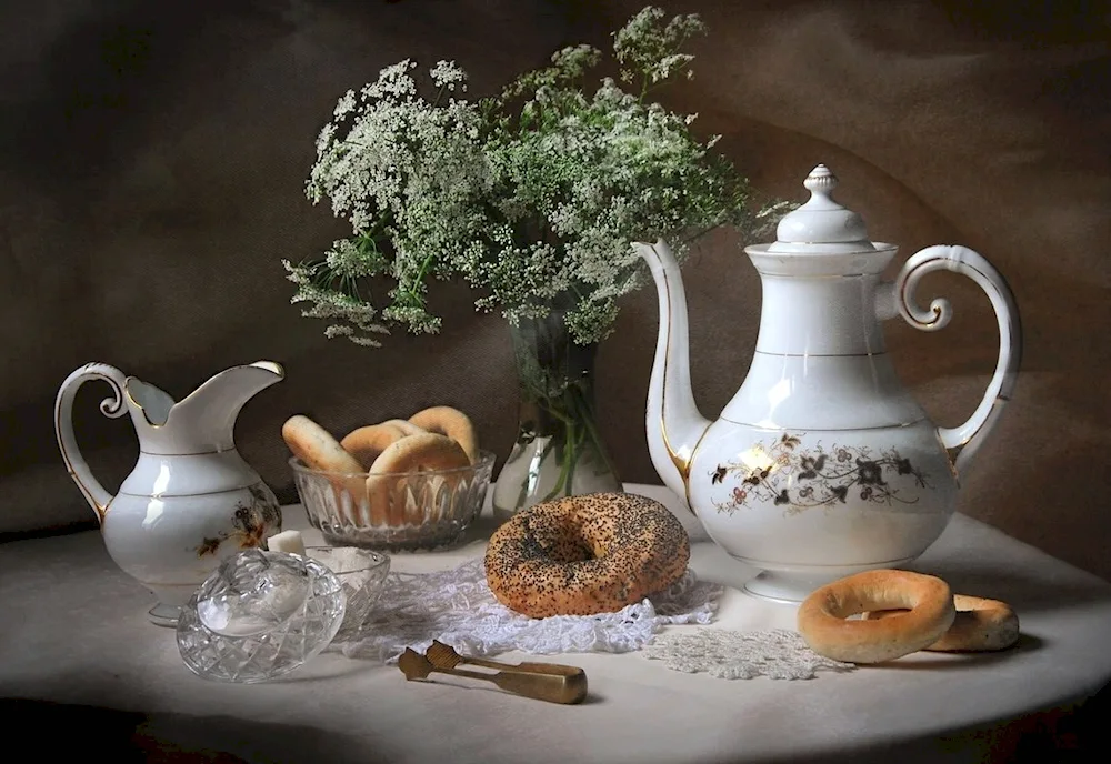 Nat still life with crockery
