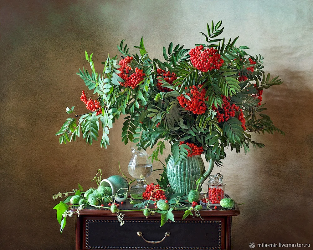 Autumn Still Life with Rowanberries