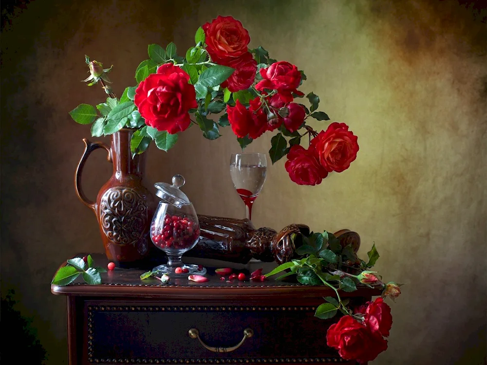 Flowers with roses