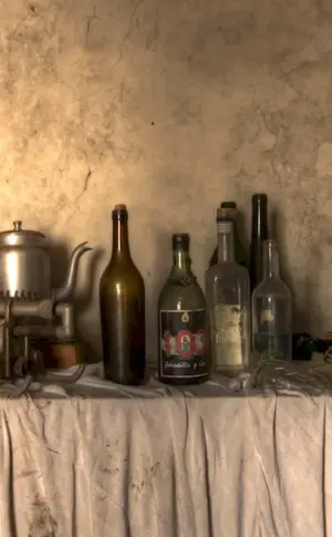 Still life with wine bottles