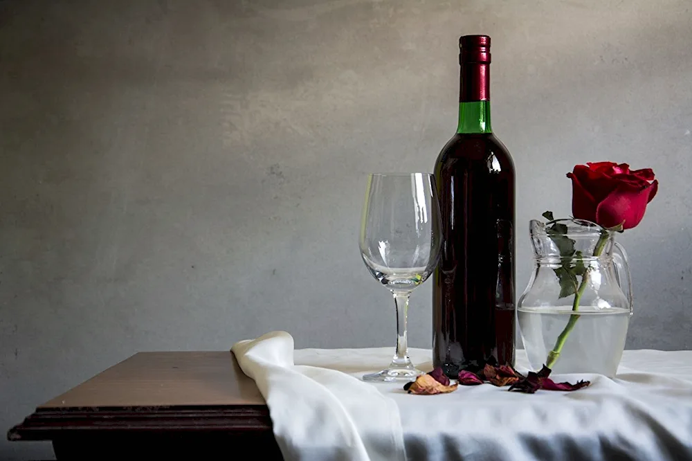 Wine still life with wine and fruit Fruit