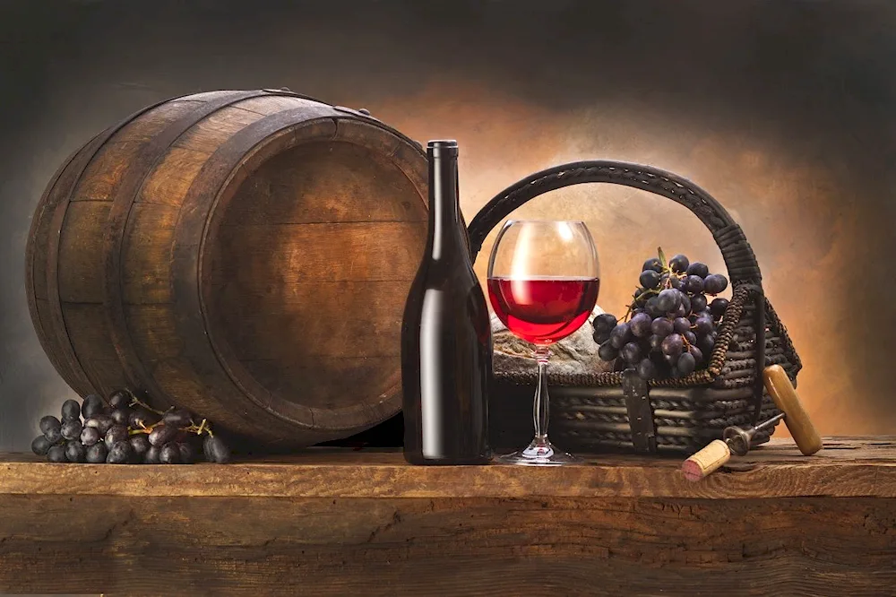 Wine Still Life Wine Cellar Oil Painting