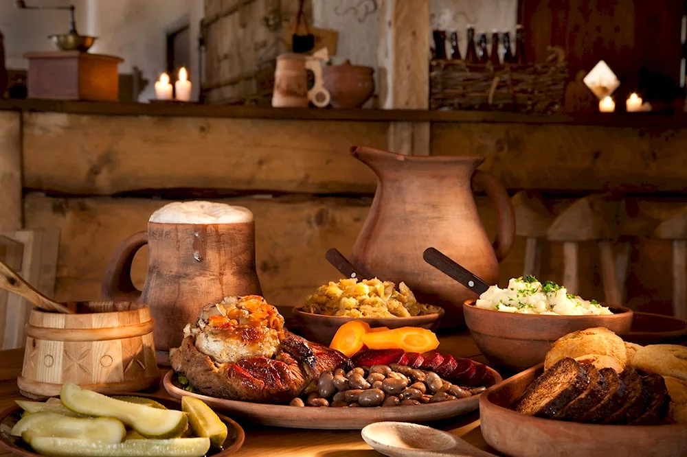 Estonian national food table with food
