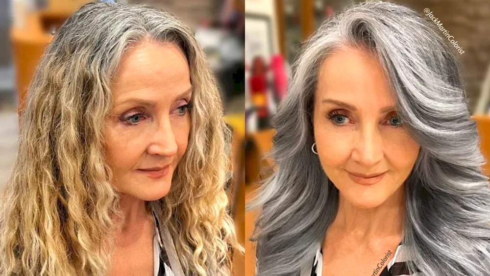Natural grey hair in women