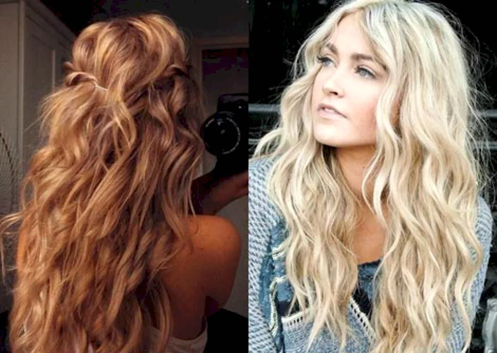 Sloppy curls for long hair