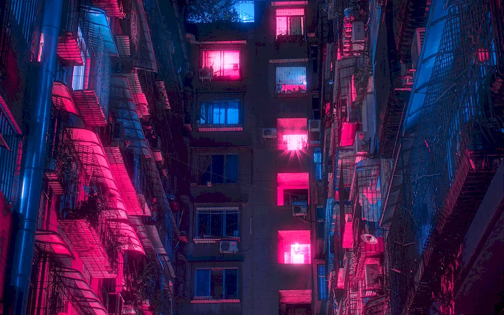 Multi-storeys in winter at night