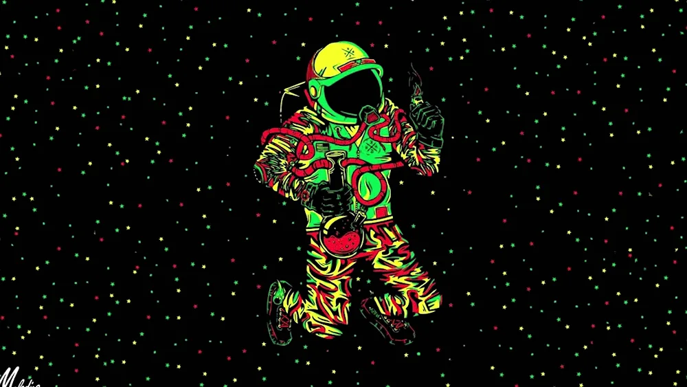 Neon cosmonaut